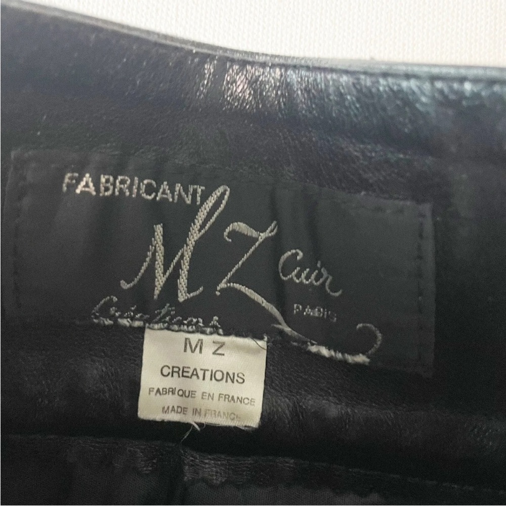 Vintage MZ Creations Paris France Women's High Waisted Black Leather pants 1980s - Picture 6 of 13